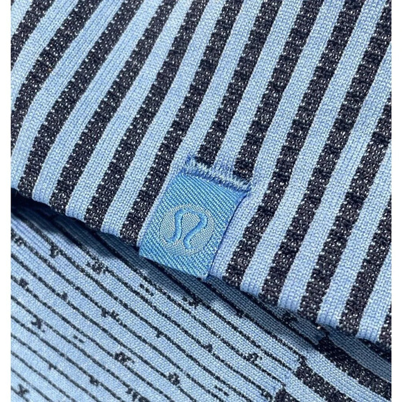 Lululemon Rest Less Cropped Half Zip Women's Sz 6 Grid Warp Blue Nile Night Sea - Picture 14 of 16